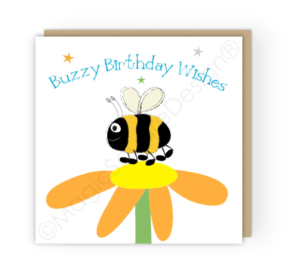 Bumblebee Buzzy Birthday Stars Greetings Card