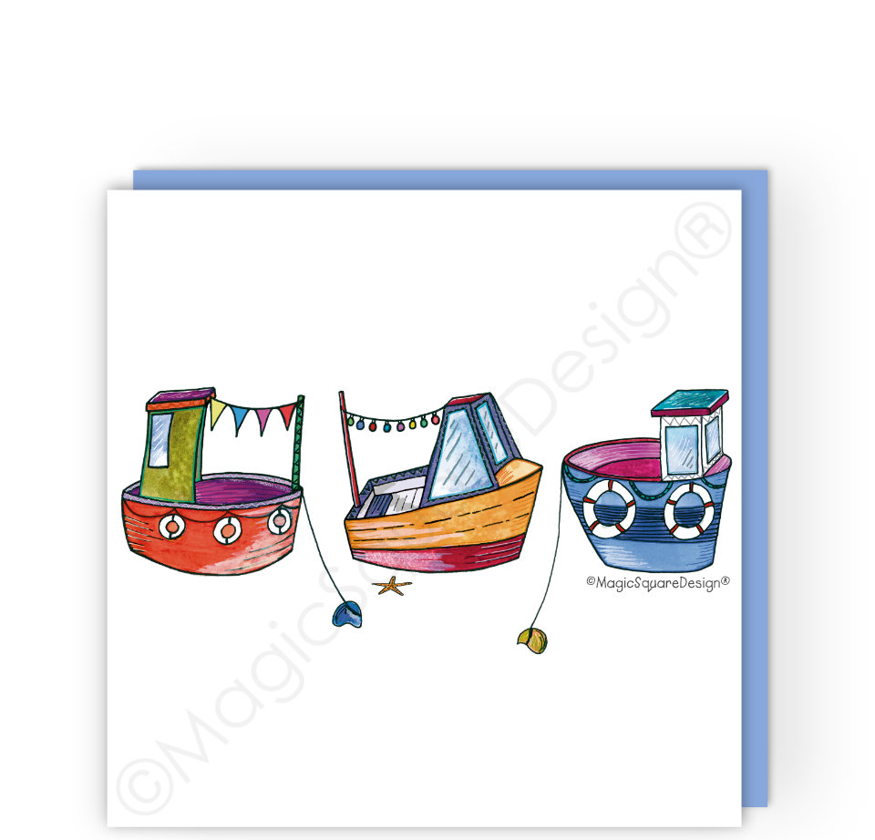 Fishing Boats Greetings Card