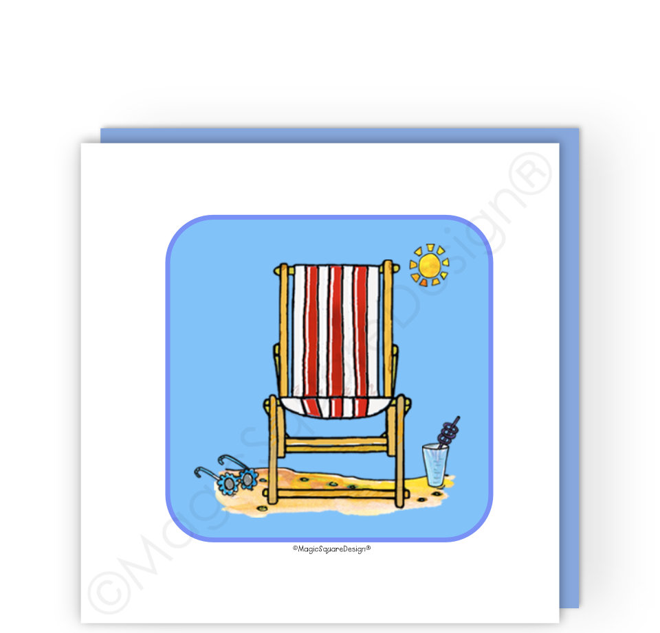 Blue Deckchair Greetings Card