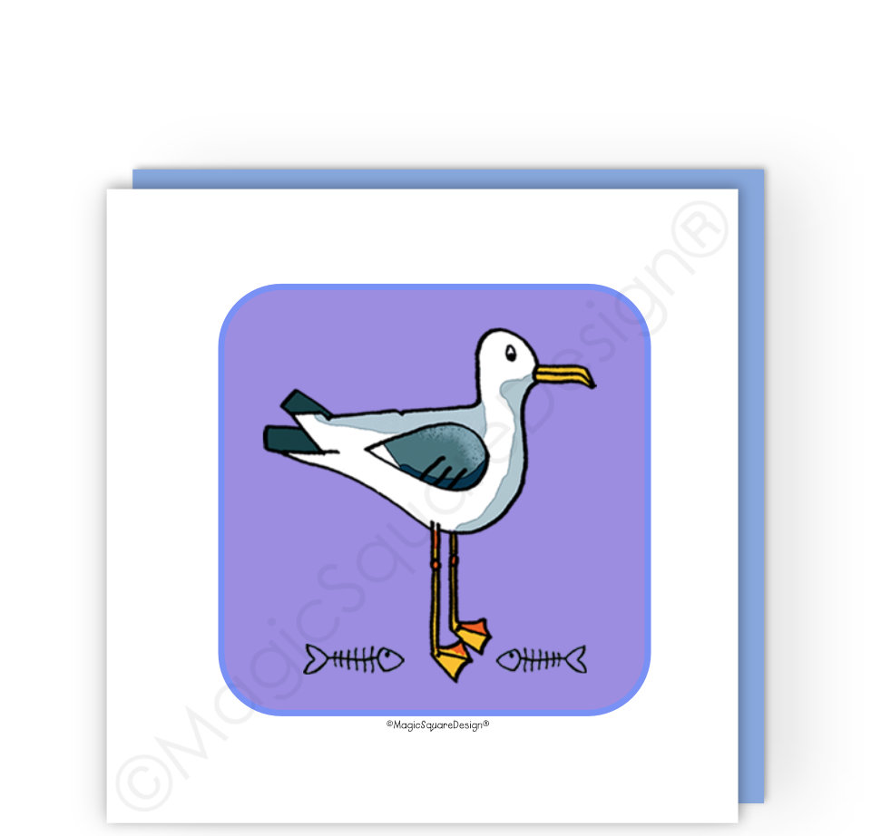 Purple Seagull Greetings Card