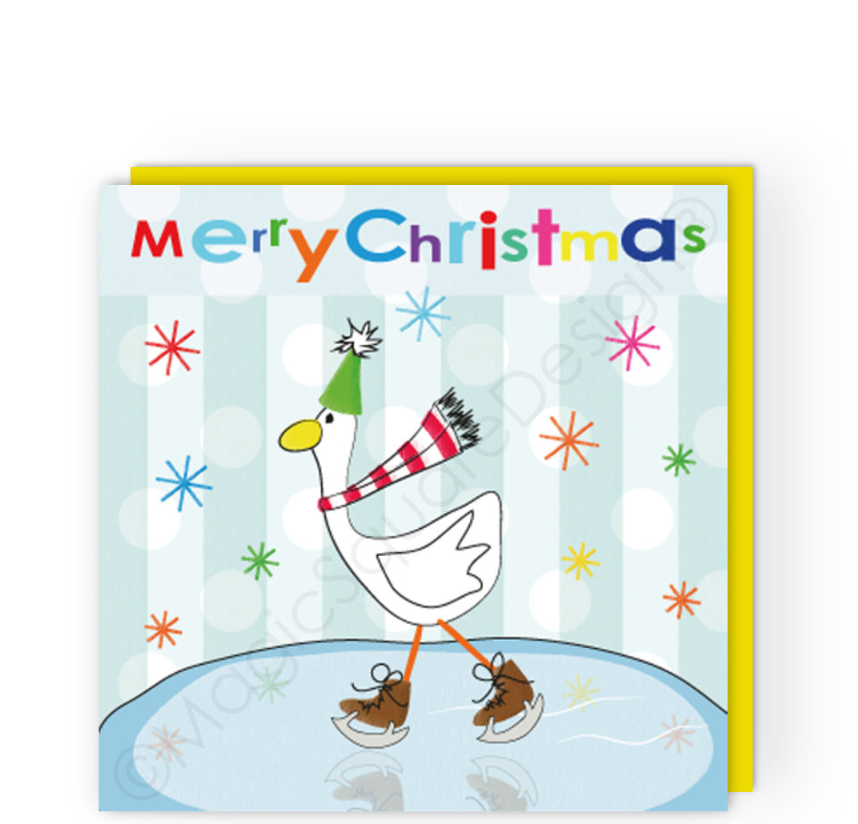 Skating Duck Christmas Card