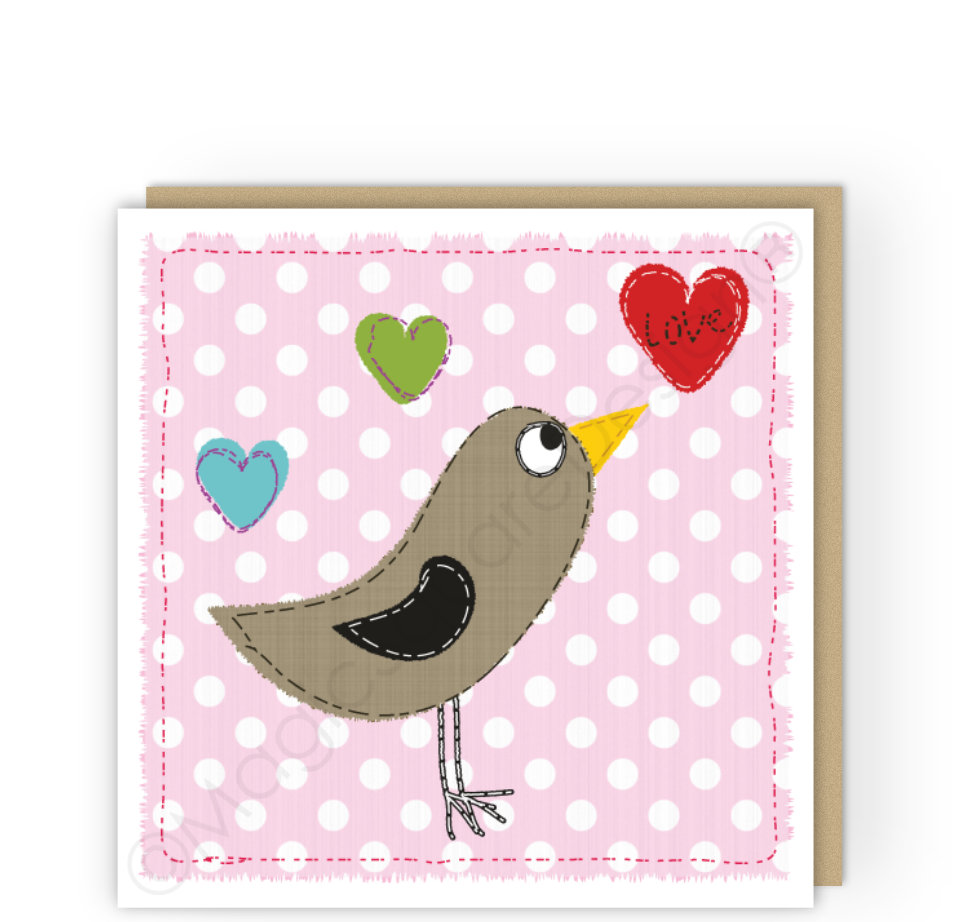 Stitched Bird Greetings Card
