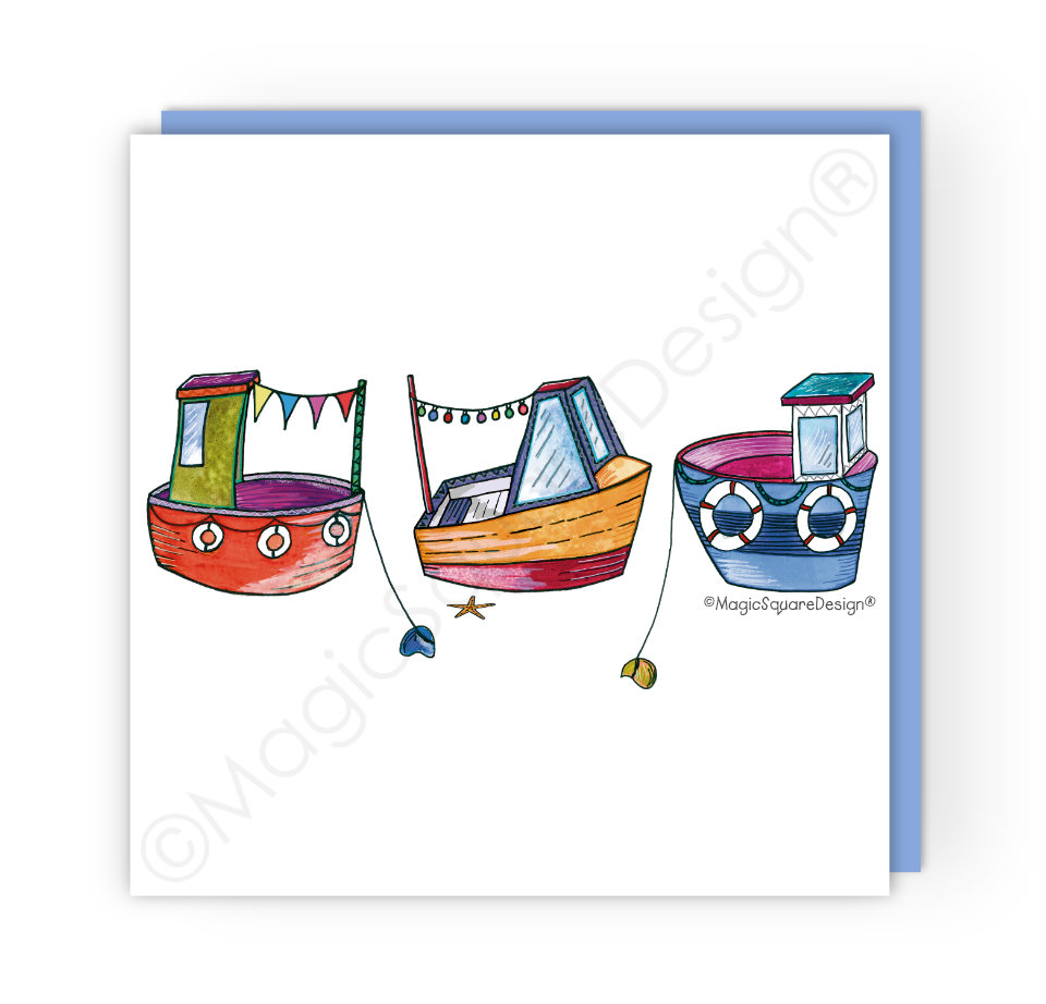 Fishing Boats Greetings Card