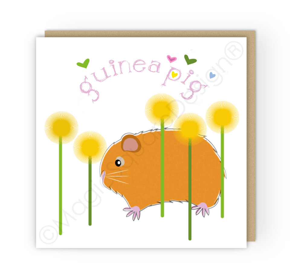 Guinea Pig Hearts Greetings Card