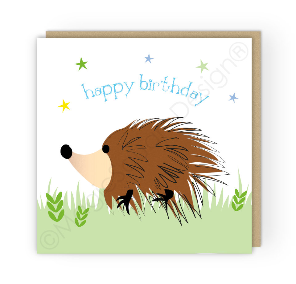 Hedgehog Happy Birthday Stars Greetings Card