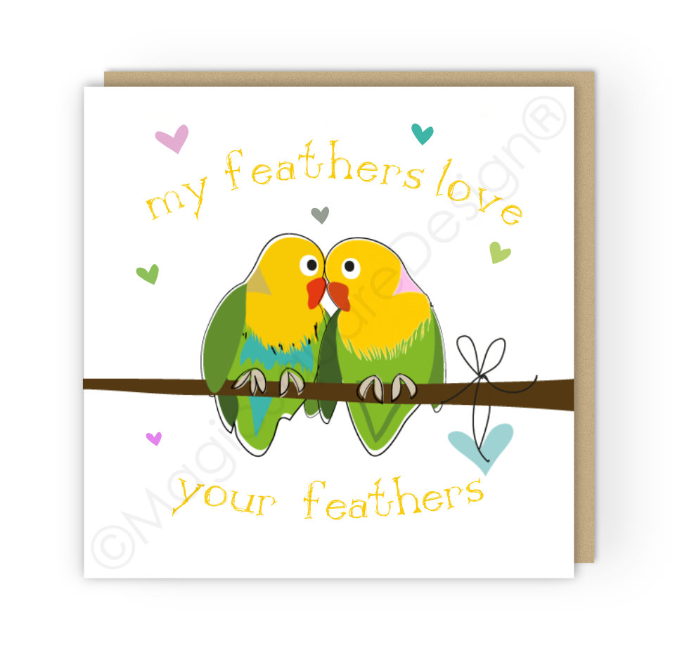 Lovebirds My Feathers Love Greetings Card