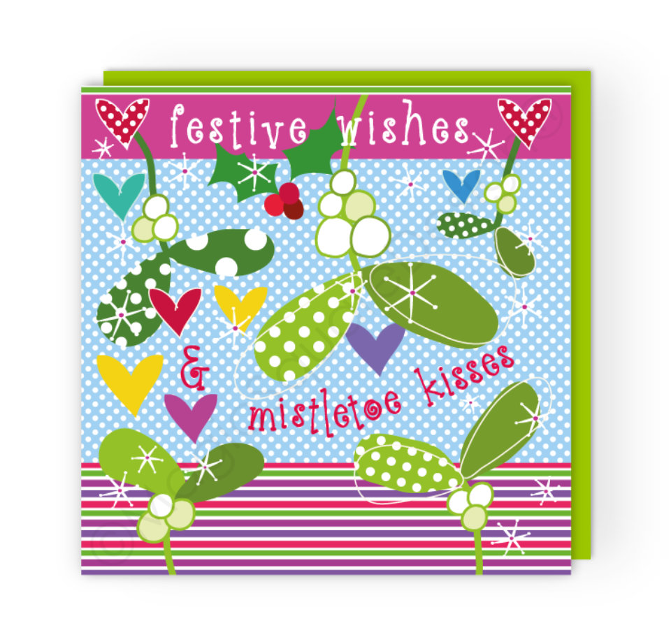 Mistletoe Kisses Christmas Card