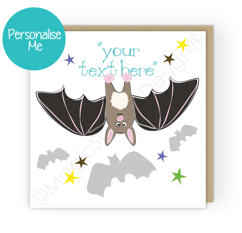 Personalised Bat Stars Greetings Card