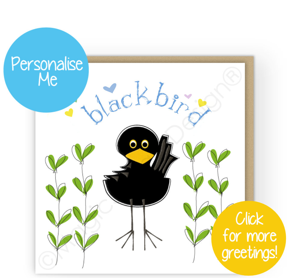 Blackbird Hearts Greetings Cards