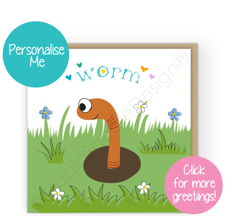 Worm Hearts Greetings Cards