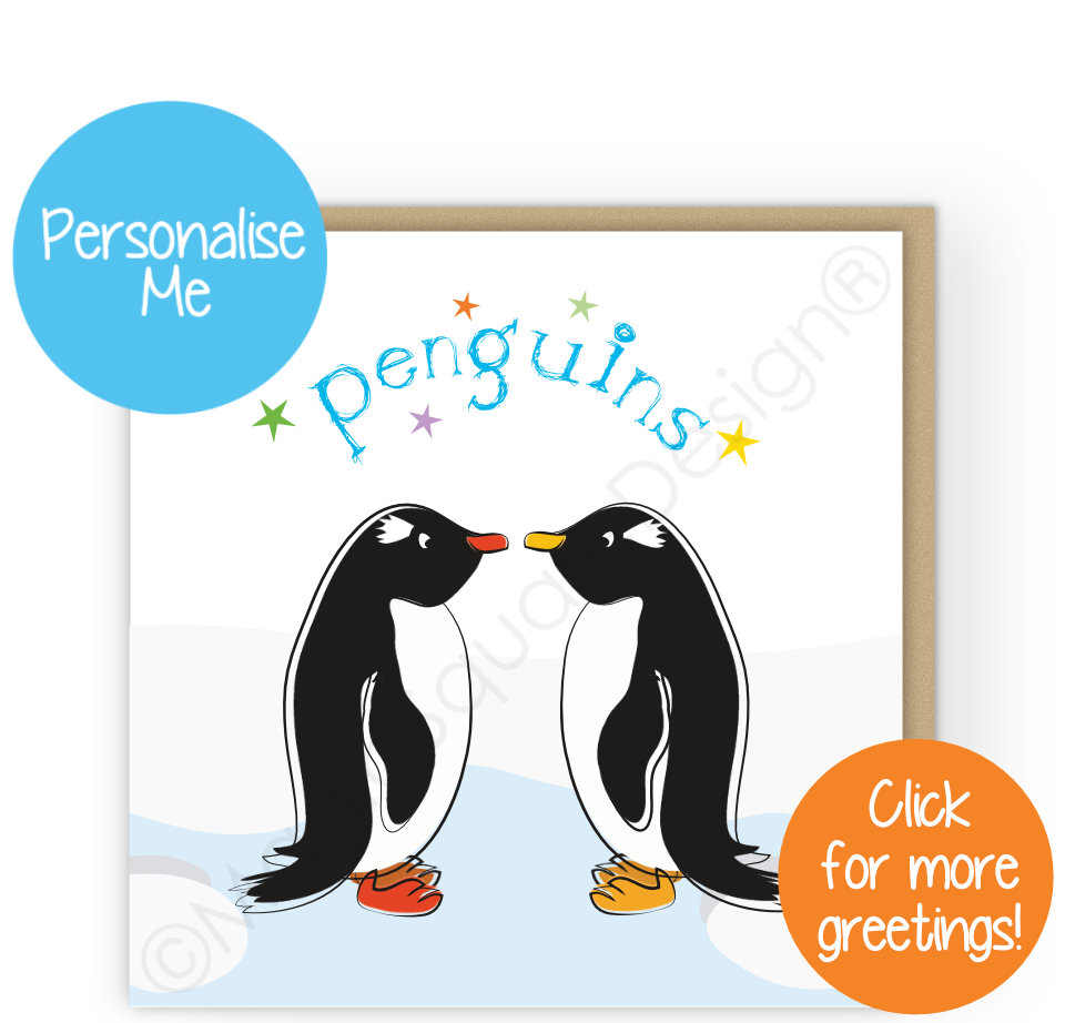Penguins Stars Greetings Cards