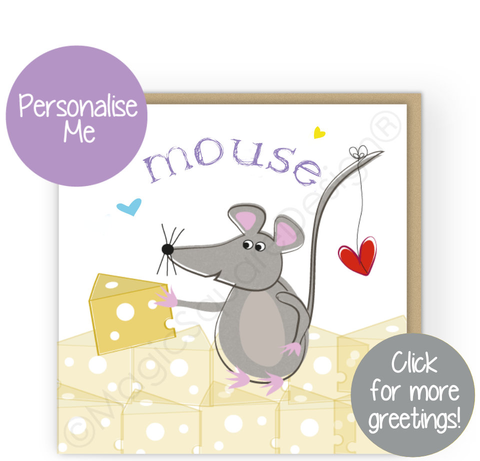 Mouse Hearts Greetings Cards