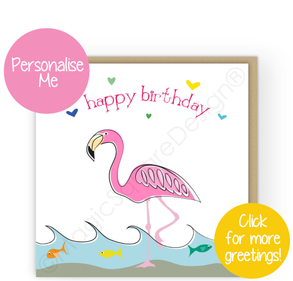 Flamingo Hearts Greetings Cards