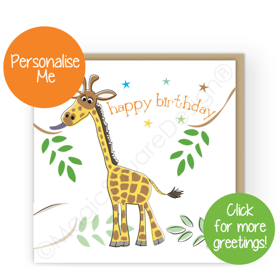 Giraffe Stars Greetings Cards