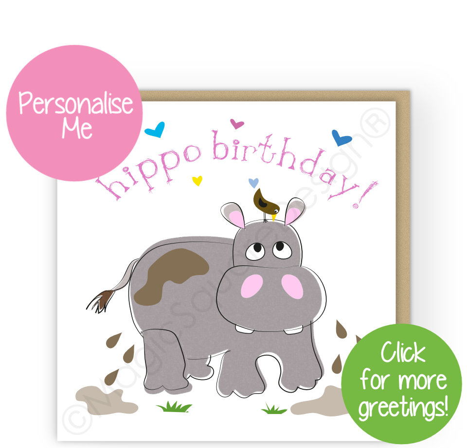 Hippo Hearts Greetings Cards