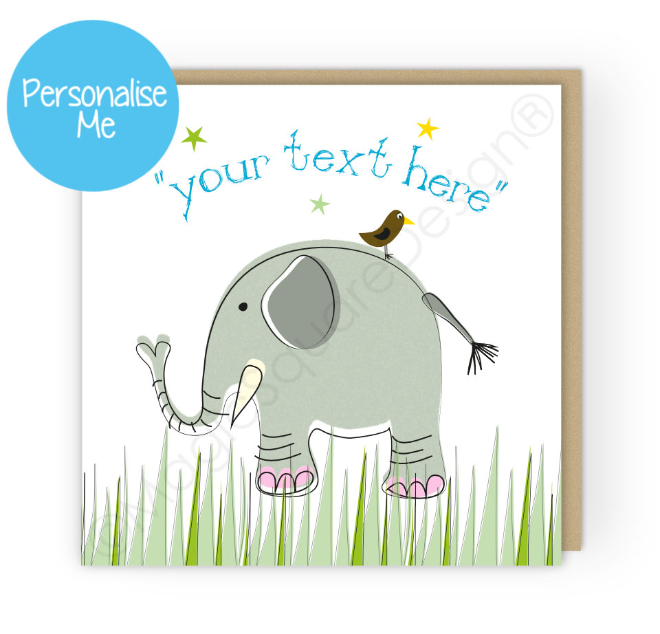 Personalised Elephant Stars Greetings Card