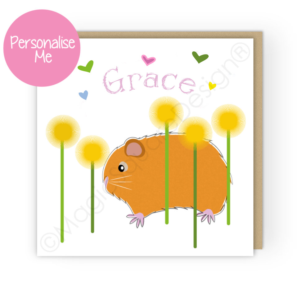 Personalised Guinea Pig Hearts Greetings Card