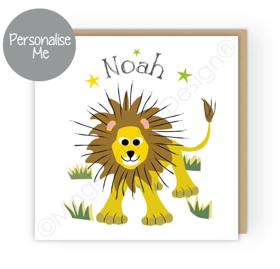 Personalised Lion Stars Greetings Card