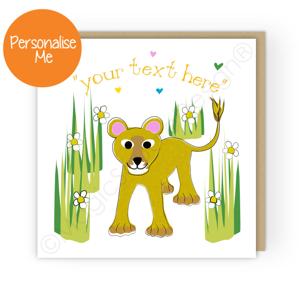 Personalised Lioness Hearts Greetings Card