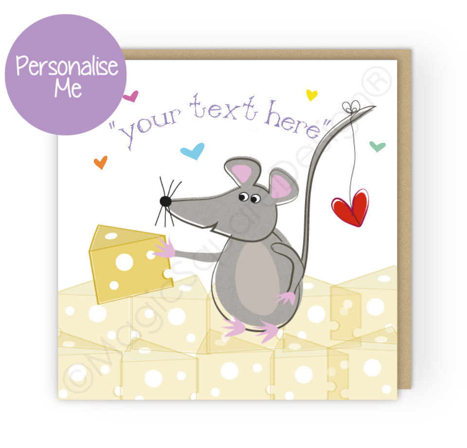 Personalised Mouse Hearts Greetings Card