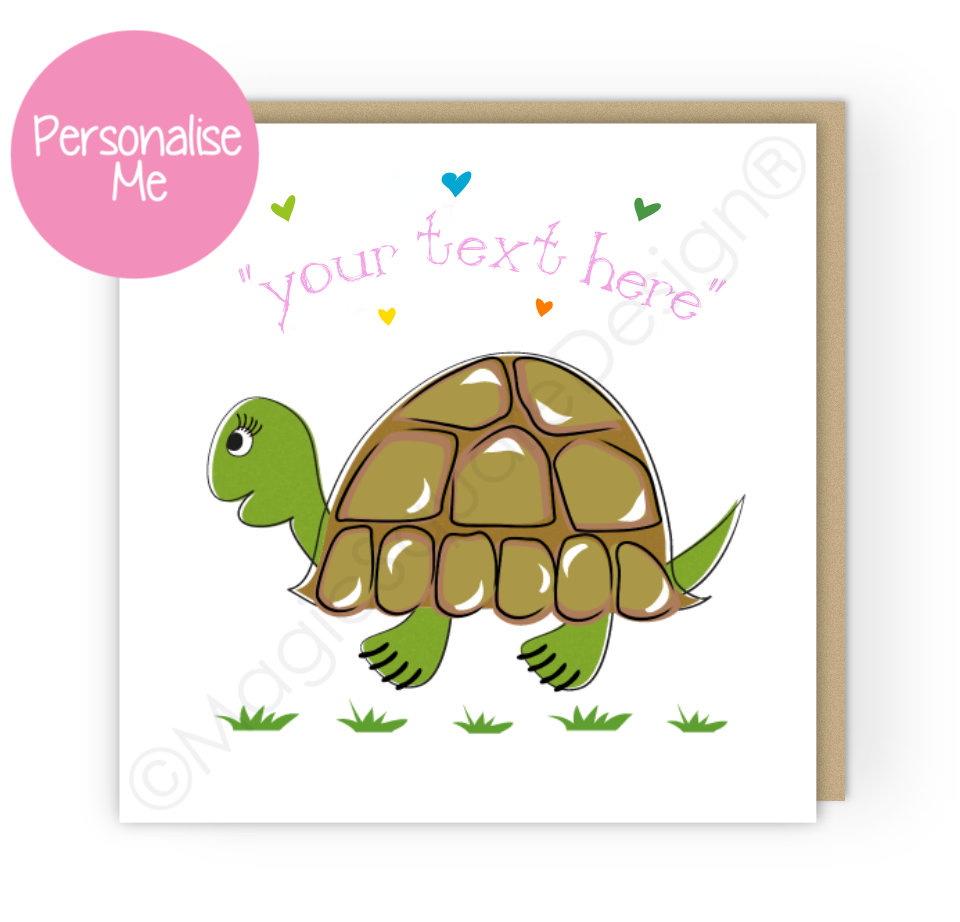 Personalised Tortoise Hearts Greetings Card