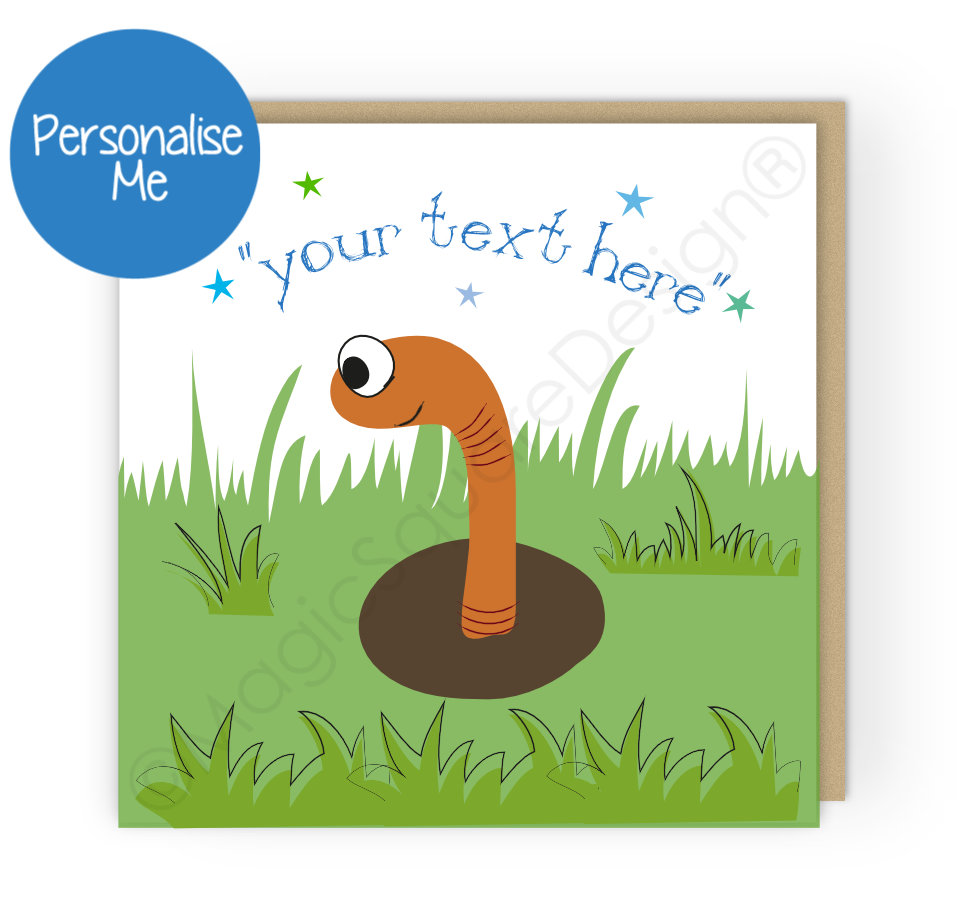 Personalised Worm Stars Greetings Card