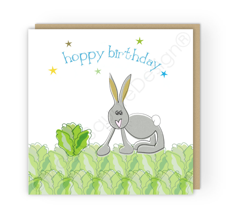 Rabbit Hoppy Birthday Stars Greetings Card