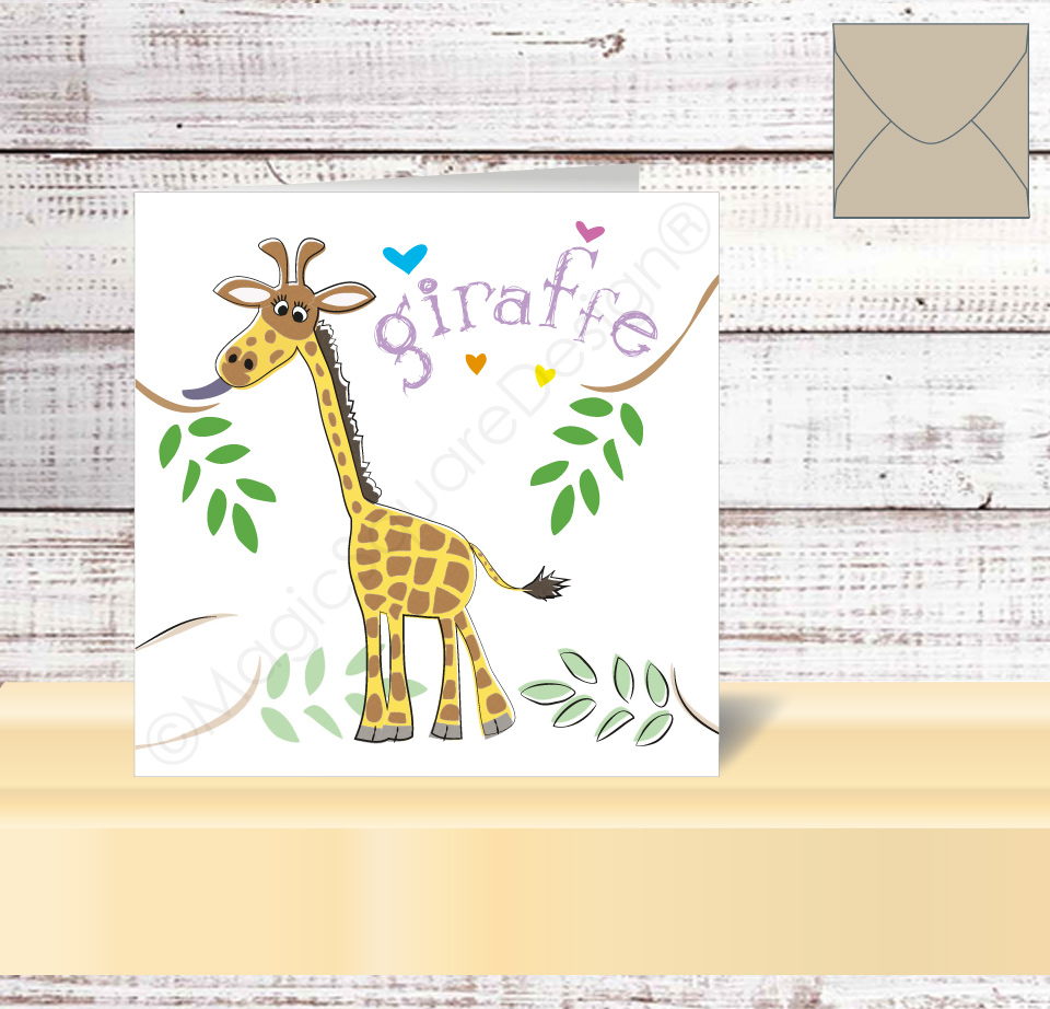 Giraffe Hearts Greetings Card
