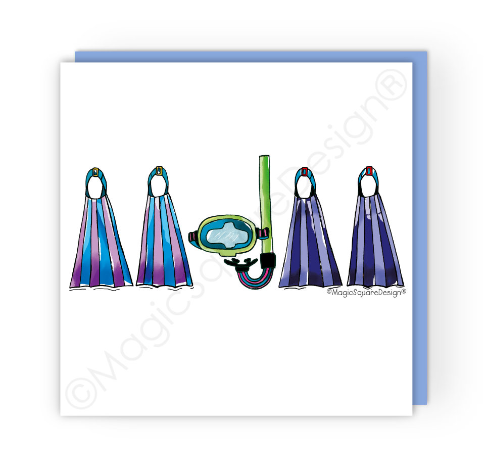 Snorkel & Flippers Greetings Card