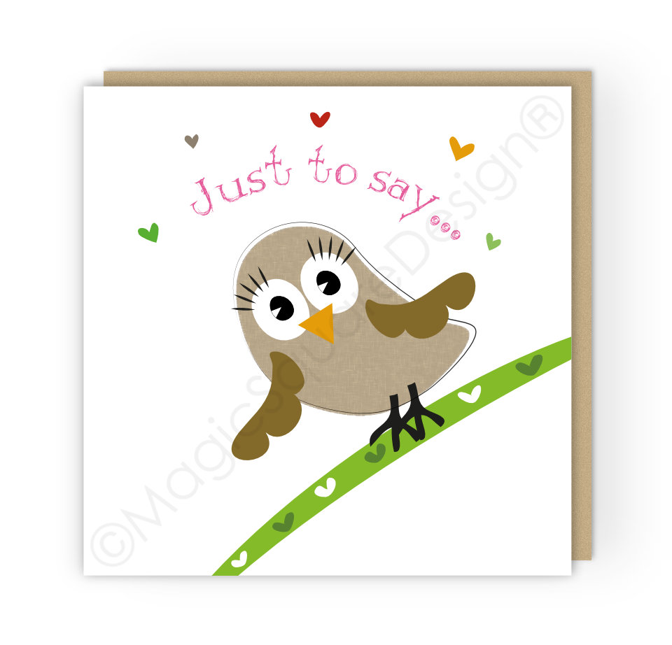 Owl 'Just to Say' Hearts Greetings Card
